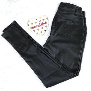 Black faux leather jeggings Sz S Faded Glory